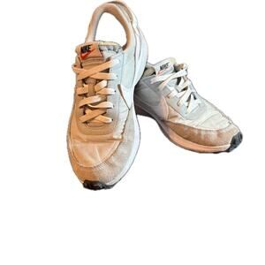 7.5 Nike Waffle Trainer Gray White Orange Swoosh Mens 2023 DH9522 Sneakers